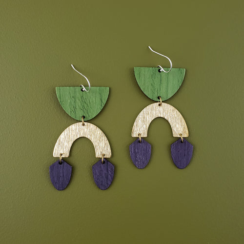 Bold Wooden Earrings- Lune