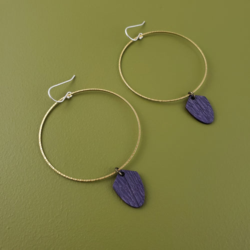 Bek Wooden Hoop Earrings- Ultraviolet