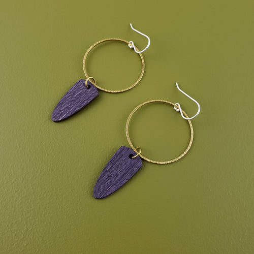 Mari Wooden Hoop Earrings- Ultraviolet