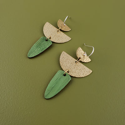 Kat Wooden Earrings- Lime