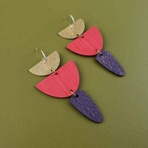 Bold Wooden Earrings- Ames