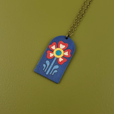 Imaginary Flowers Necklace- Primary Blue