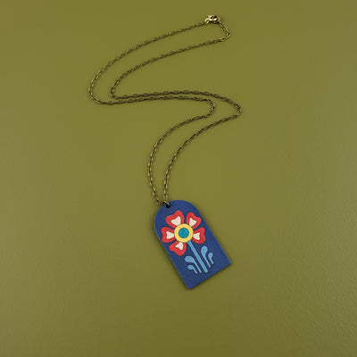 Imaginary Flowers Necklace- Primary Blue