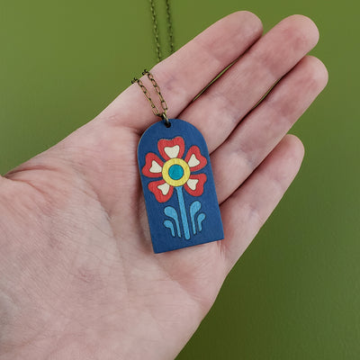 Imaginary Flowers Necklace- Primary Blue