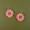 Patchwork Wooden Inlay Earrings - Pink