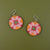 Patchwork Wooden Inlay Earrings - Pink