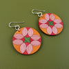 Patchwork Wooden Inlay Earrings - Pink