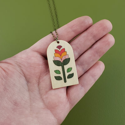 Imaginary Flowers Necklace- Retro Maple