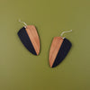 Split-Color Wooden Shield Earrings- Cherry & Black