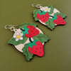 Strawberries Wooden Inlay Earrings