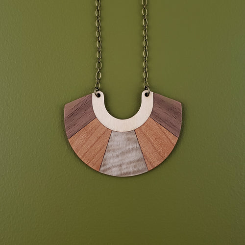 Arch Wooden Inlay Necklace- Natural