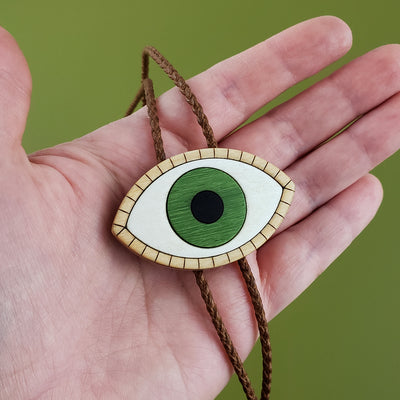 Eye Wooden Inlay Bolo Tie - Green