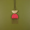 Desi Wooden Fringed Necklace- Classic Red