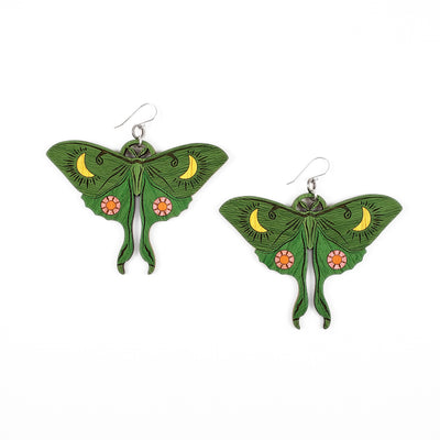 Luna Moth Wooden Inlay Earrings