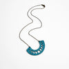 Moonphase Wooden Inlay Necklace - Aqua