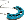 Moonphase Wooden Inlay Necklace - Aqua