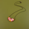 Patchwork Wooden Inlay Necklace - Pink